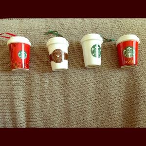 Lot of 4 Starbucks Christmas Ornaments